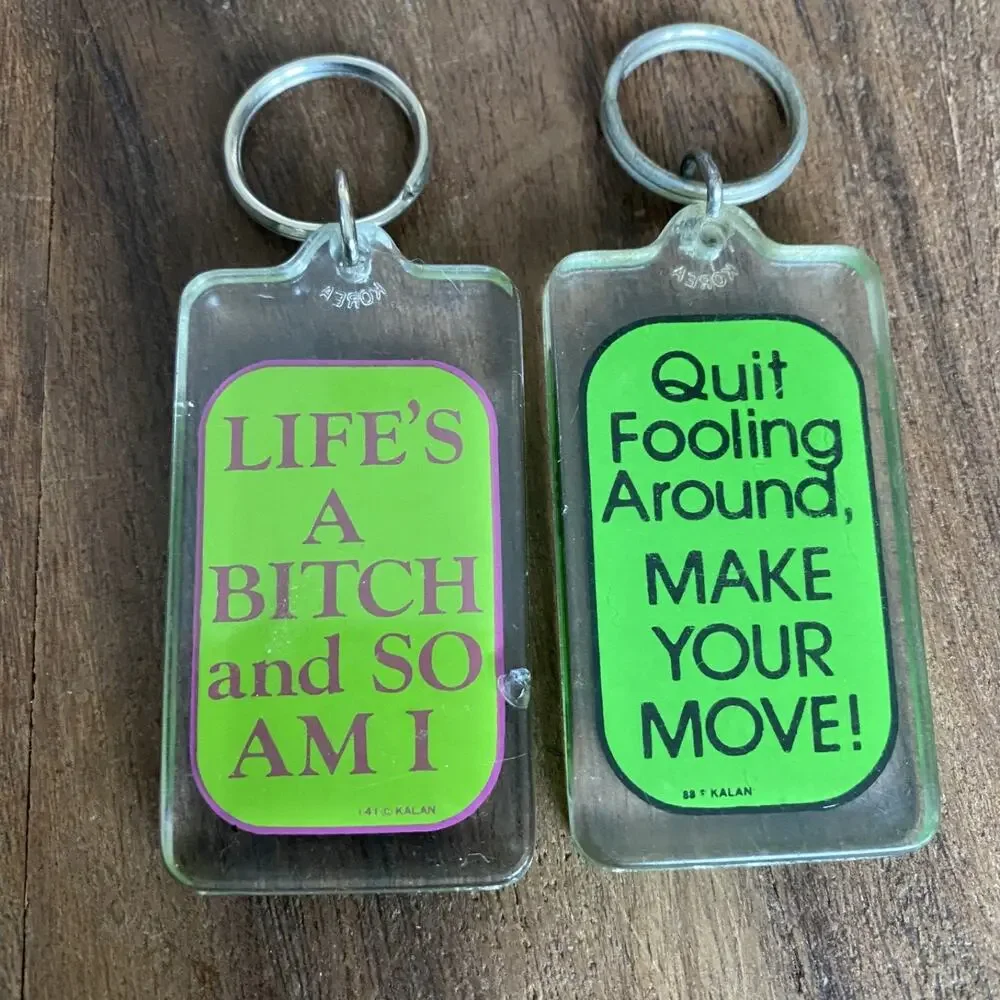 Lot 2 Vintage Kalan Keychain Key Ring Lifes A B Make Your Move